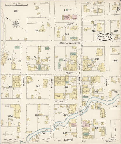 Sanborn Fire Insurance Map from Martinez, Contra Costa County, California (1888), Sheet #0003 - Complete Map Set gallery image, historic Sanborn map, vintage wall art, California California