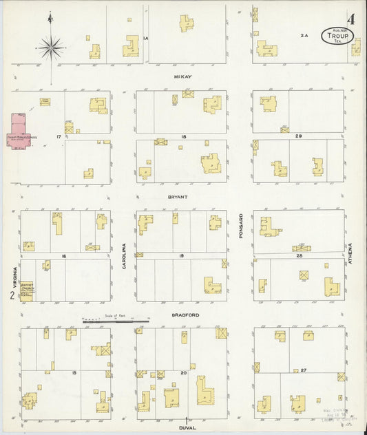 Sanborn Fire Insurance Map from Troup, Smith County, Texas (1909), Sheet #0004 - Historic Sanborn Fire Insurance Map Print, vintage old map wall art, antique decor, genealogy gift, Texas Texas map