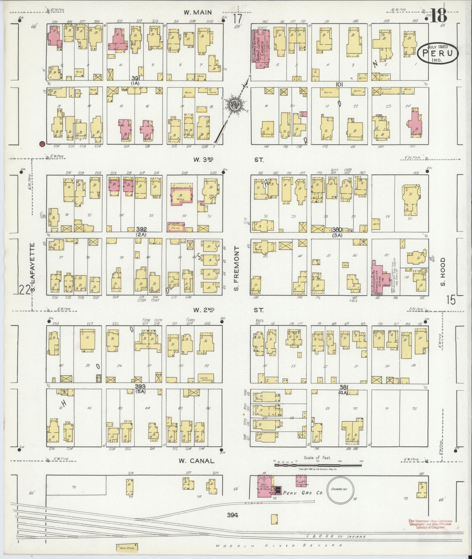 Sanborn Fire Insurance Map from Peru, Miami County, Indiana (1920), Sheet #0018 - Complete Map Set gallery image, historic Sanborn map, vintage wall art, Indiana Indiana