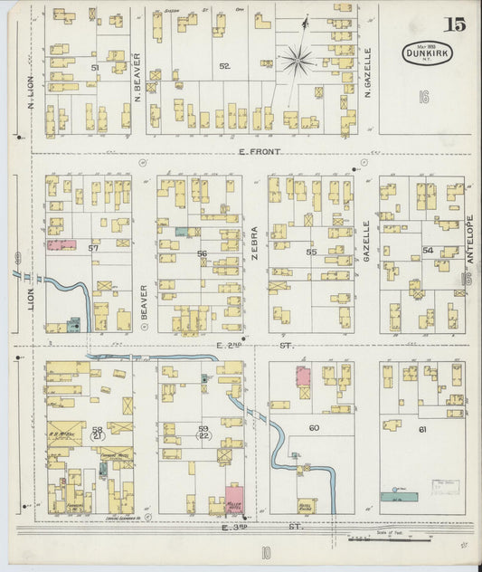 Sanborn Fire Insurance Map from Dunkirk, Chautauqua County, New York (1893), Sheet #0015 - Historic Sanborn Fire Insurance Map Print, vintage old map wall art, antique decor, genealogy gift, New York New York map