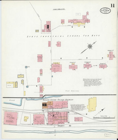 Sanborn Fire Insurance Map from Golden, Jefferson County, Colorado (1911), Sheet #0011 - Complete Map Set gallery image, historic Sanborn map, vintage wall art, Colorado Colorado