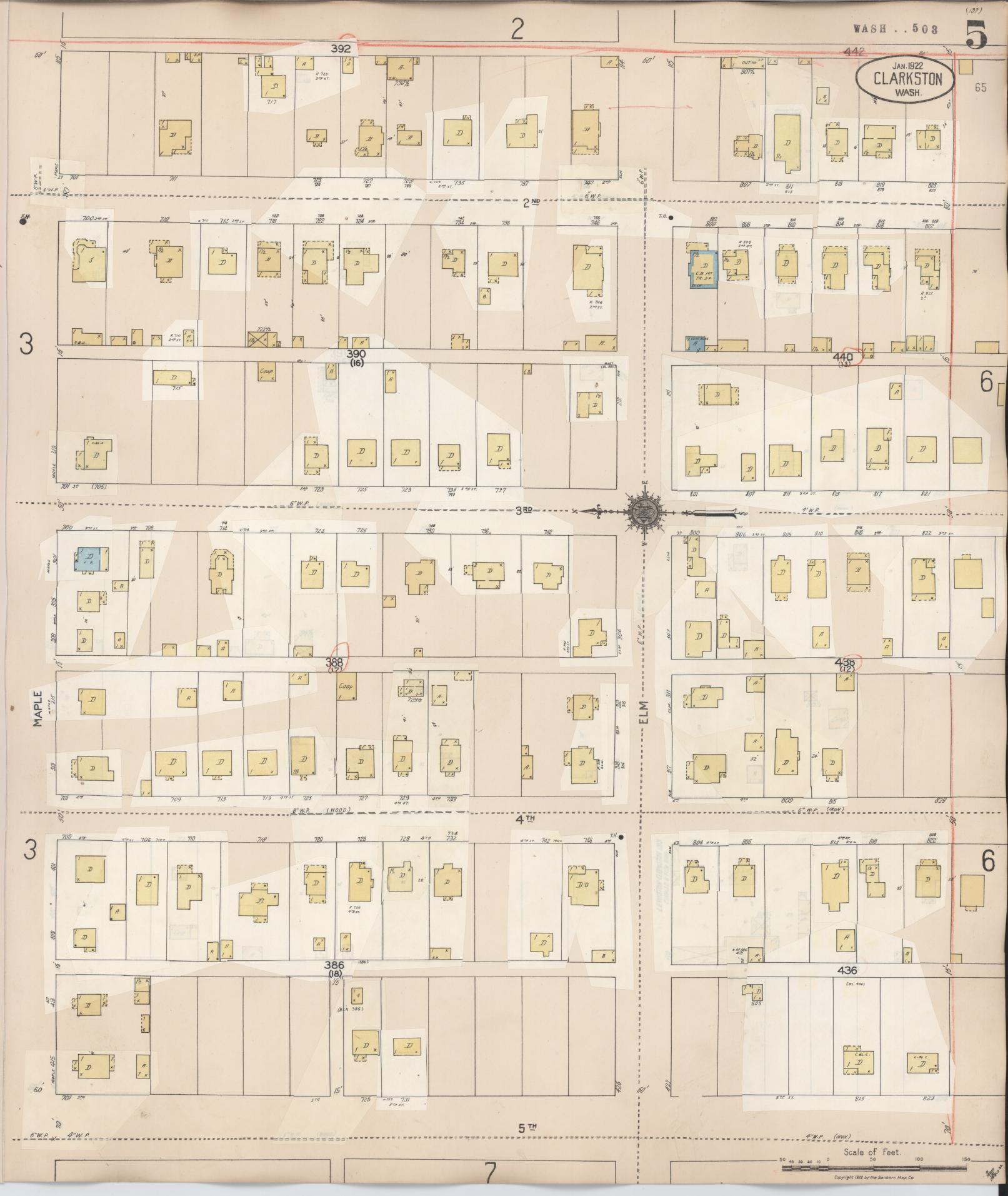 Sanborn Fire Insurance Map from Clarkston, Asotin County, Washington (1949), Sheet #0005 - Complete Map Set gallery image, historic Sanborn map, vintage wall art, Washington Washington