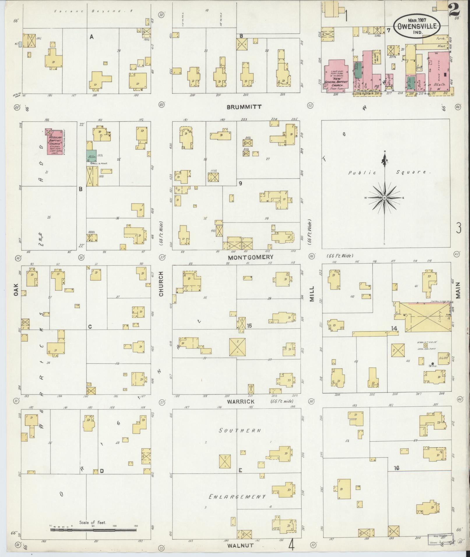 Sanborn Fire Insurance Map from Owensville, Gibson County, Indiana (1907), Sheet #0002 - Historic Sanborn Fire Insurance Map Print, vintage old map wall art, antique decor, genealogy gift, Indiana Indiana map