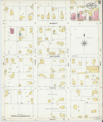 Sanborn Fire Insurance Map from Owensville, Gibson County, Indiana (1907), Sheet #0002 - Historic Sanborn Fire Insurance Map Print, vintage old map wall art, antique decor, genealogy gift, Indiana Indiana map