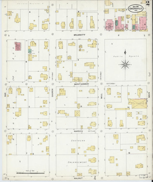 Sanborn Fire Insurance Map from Owensville, Gibson County, Indiana (1907), Sheet #0002 - Historic Sanborn Fire Insurance Map Print, vintage old map wall art, antique decor, genealogy gift, Indiana Indiana map