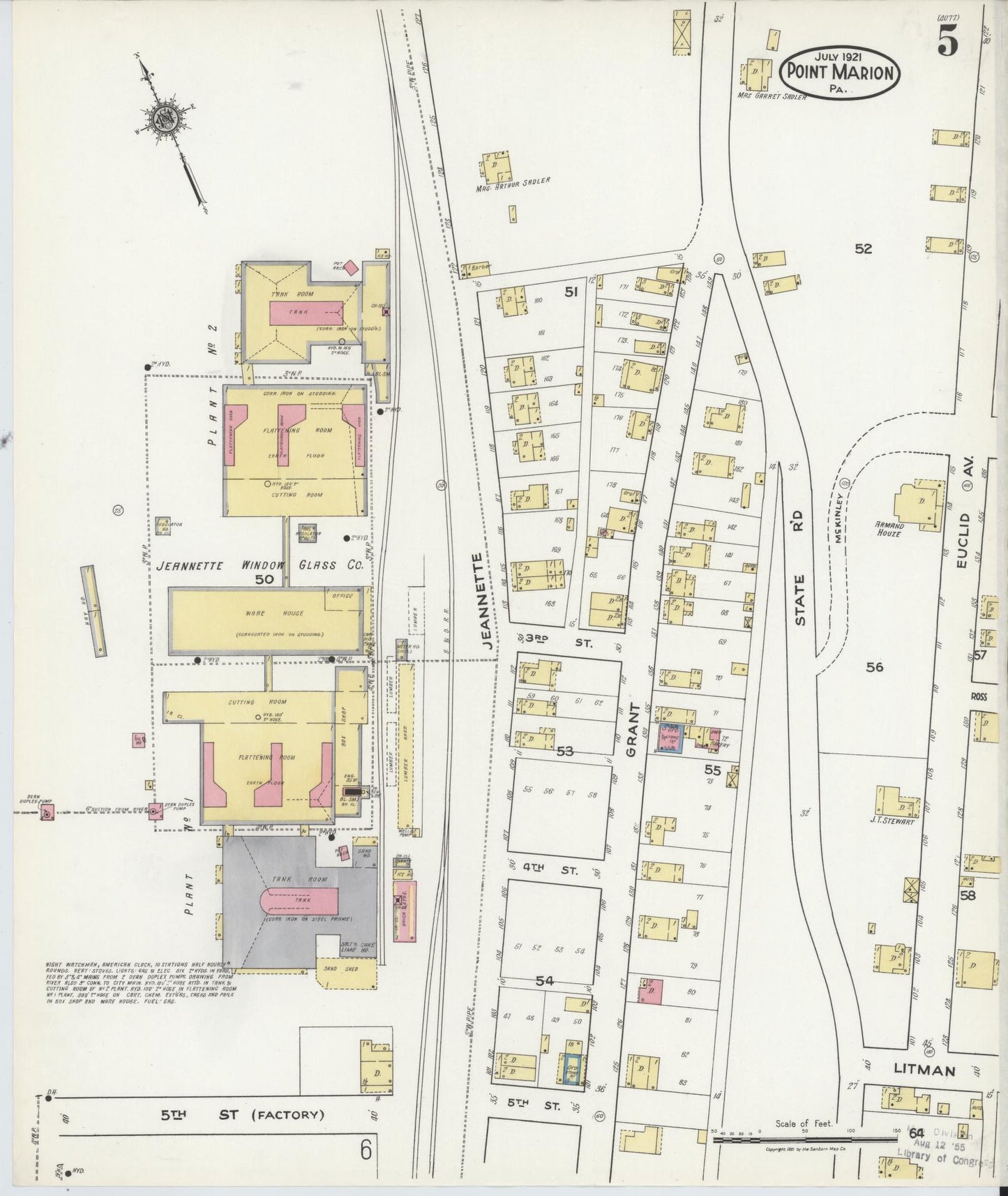 Sanborn Fire Insurance Map from Point Marion, Fayette County, Pennsylvania (1921), Sheet #0005 - Complete Map Set gallery image, historic Sanborn map, vintage wall art, Pennsylvania Pennsylvania