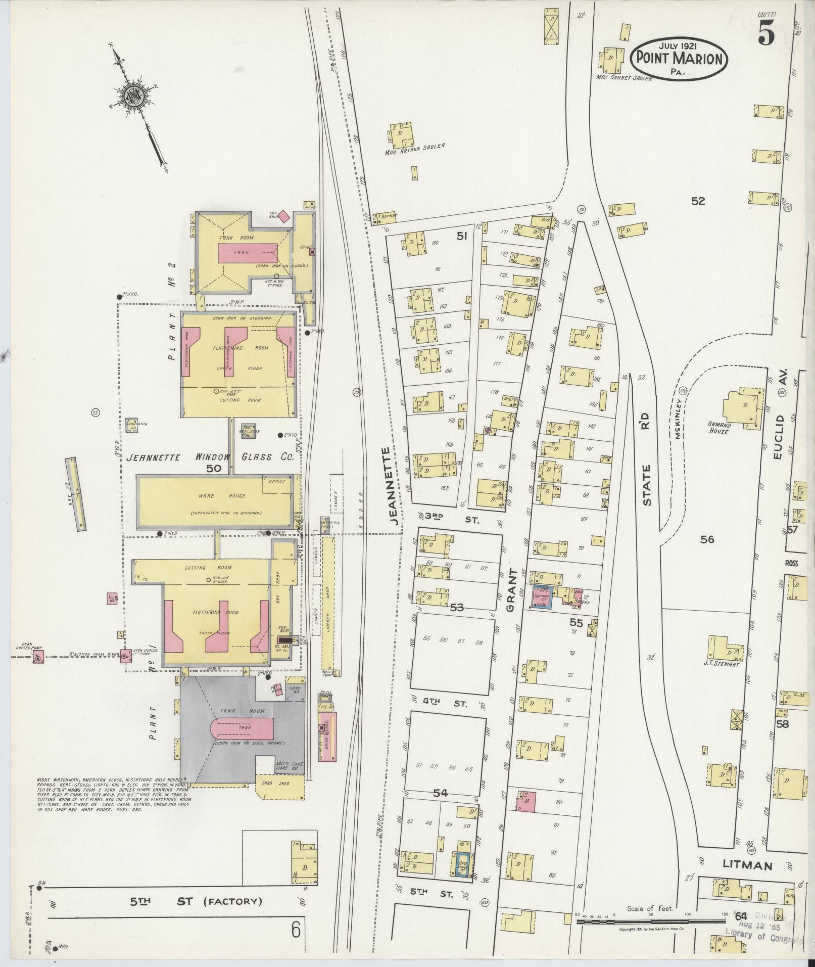 Sanborn Fire Insurance Map from Point Marion, Fayette County, Pennsylvania (1921), Sheet #0005 - Complete Map Set gallery image, historic Sanborn map, vintage wall art, Pennsylvania Pennsylvania