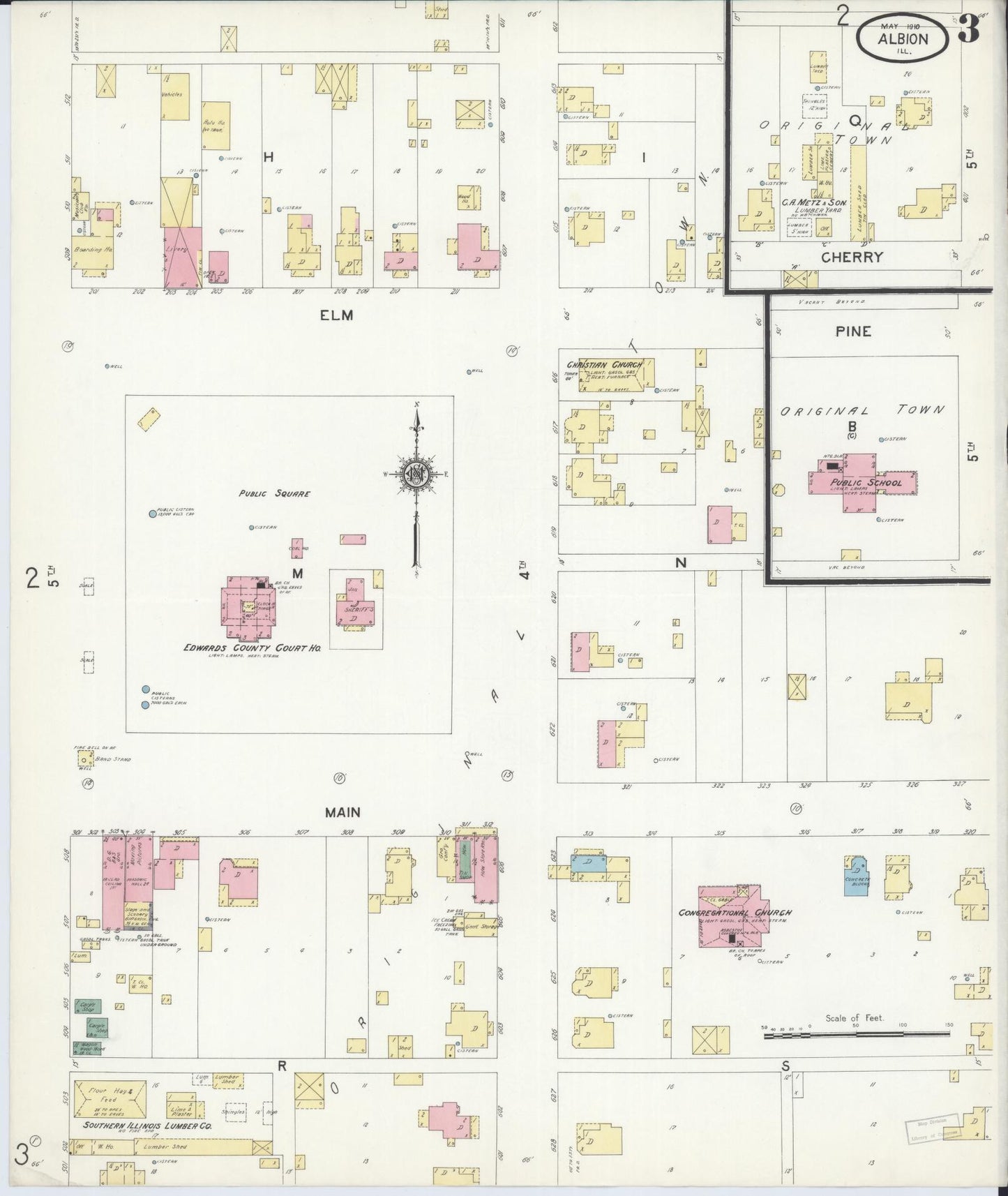 Sanborn Fire Insurance Map from Albion, Edwards County, Illinois (1910), Sheet #0003 - Complete Map Set gallery image, historic Sanborn map, vintage wall art, Illinois Illinois