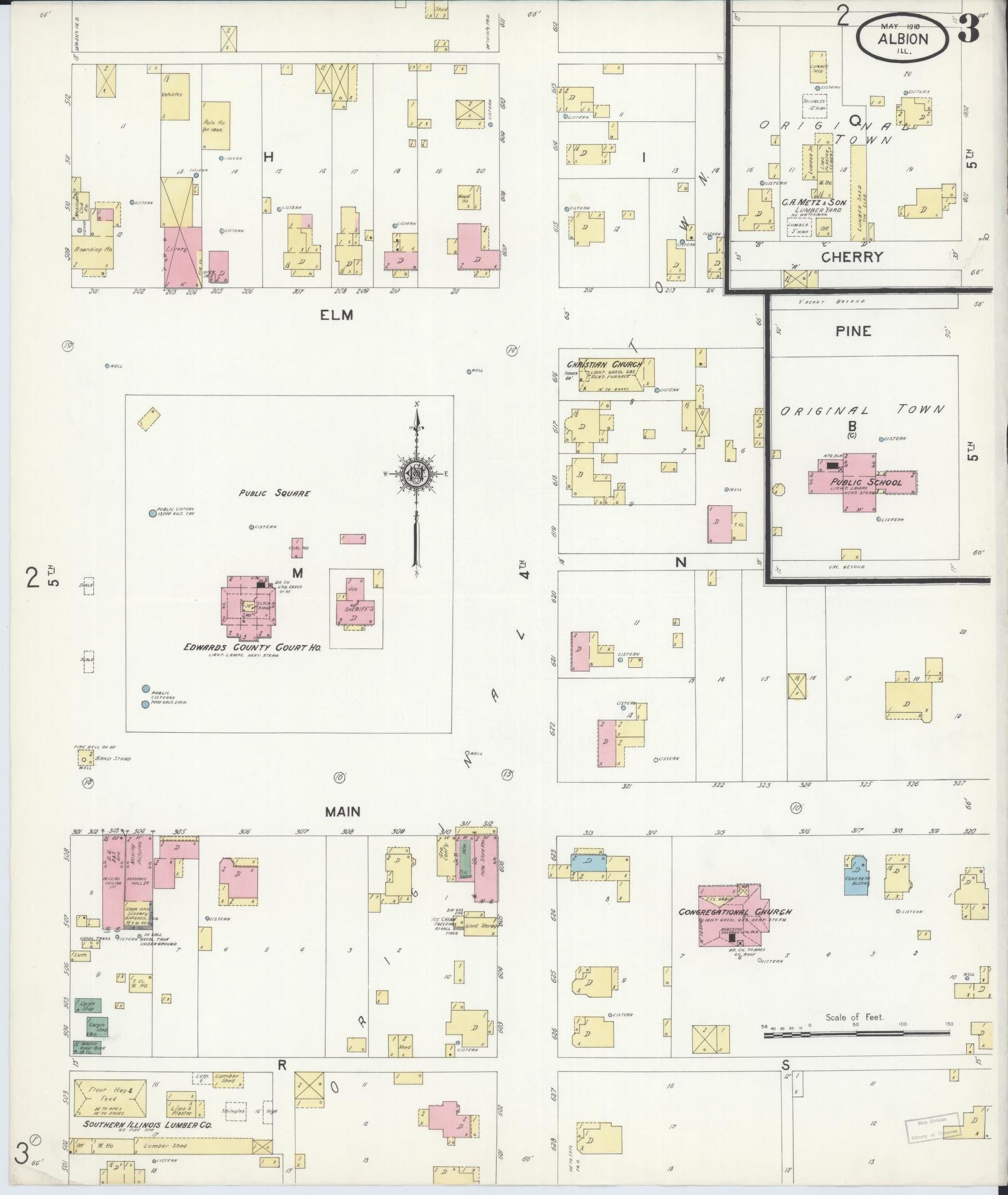 Sanborn Fire Insurance Map from Albion, Edwards County, Illinois (1910), Sheet #0003 - Complete Map Set gallery image, historic Sanborn map, vintage wall art, Illinois Illinois