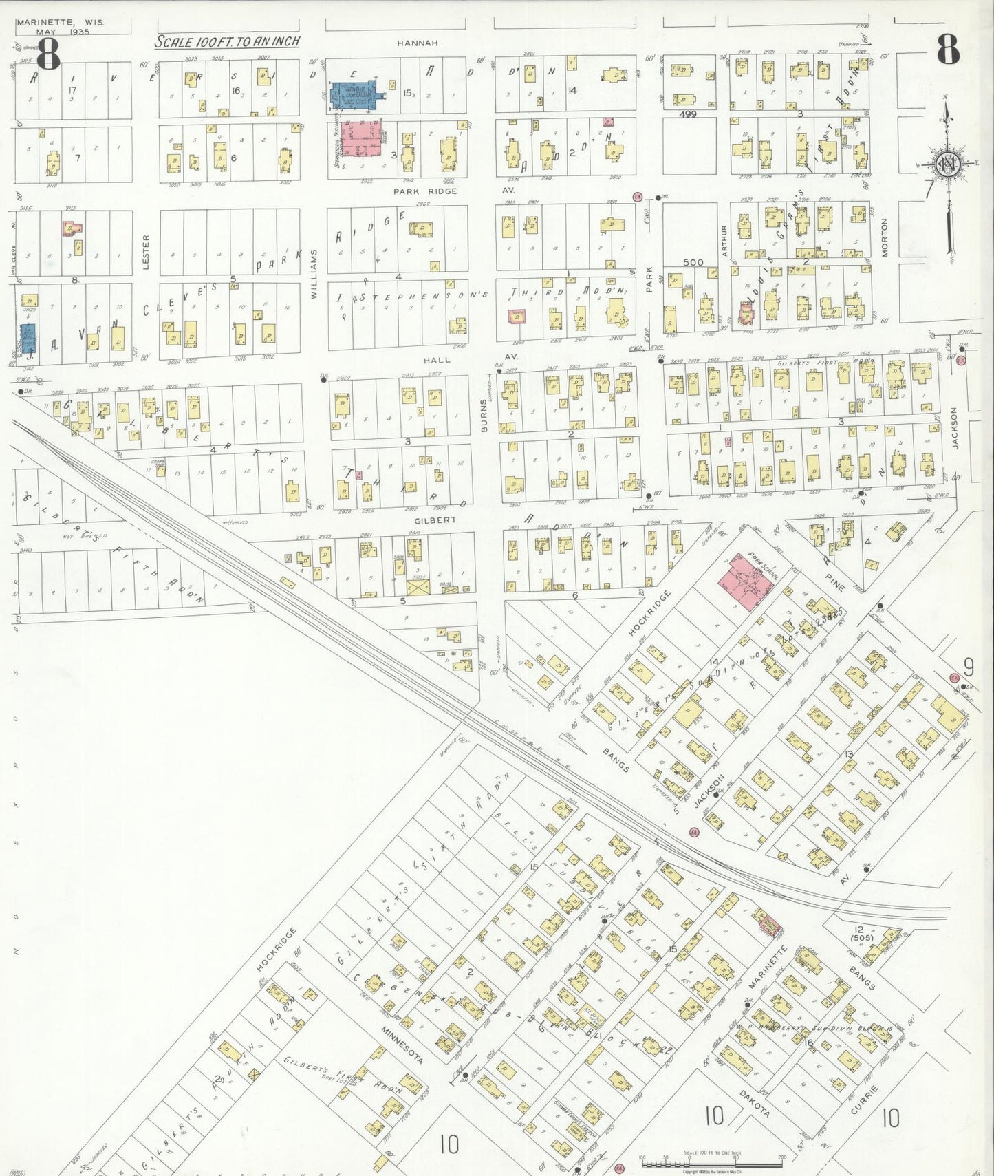 Sanborn Fire Insurance Map from Marinette, Marinette County, Wisconsin (1935), Sheet #0008 - Complete Map Set gallery image, historic Sanborn map, vintage wall art, Wisconsin Wisconsin