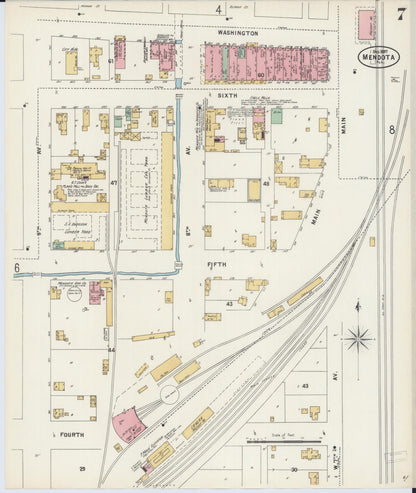 Sanborn Fire Insurance Map from Mendota, La Salle County, Illinois (1897), Sheet #0007 - Complete Map Set gallery image, historic Sanborn map, vintage wall art, Illinois Illinois