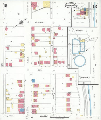 Sanborn Fire Insurance Map from Jefferson City, Cole County, Missouri (1923), Sheet #0018 - Complete Map Set gallery image, historic Sanborn map, vintage wall art, Missouri Missouri