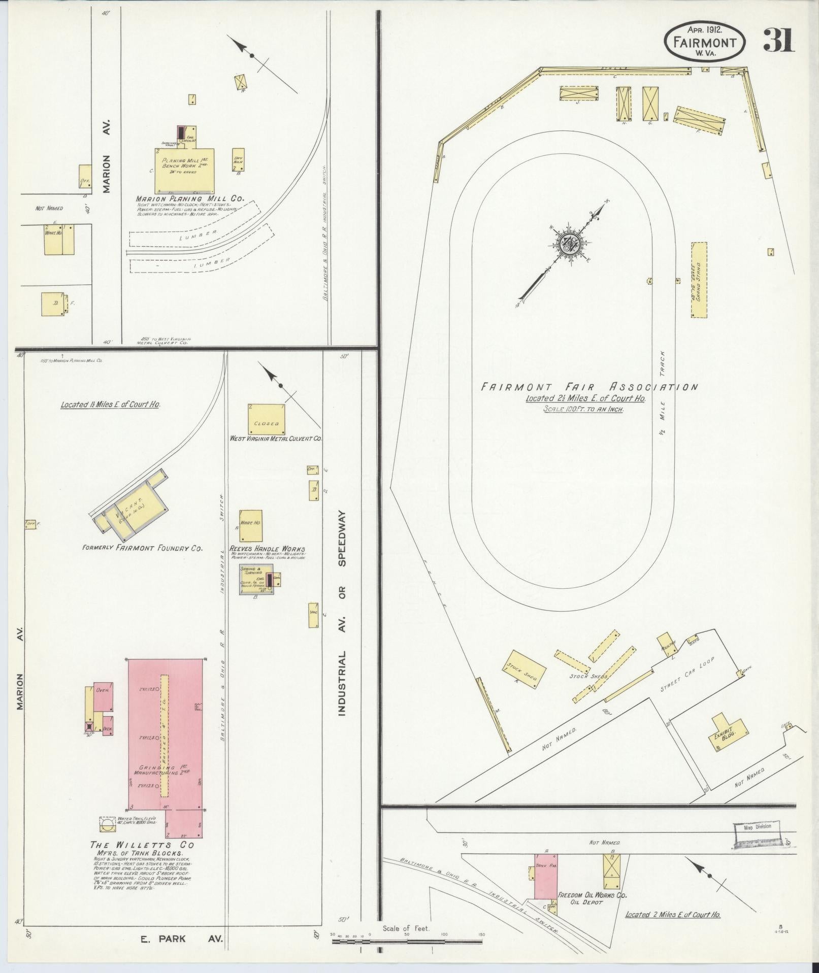 Sanborn Fire Insurance Map from Fairmont, Marion County, West Virginia (1912), Sheet #0031 - Historic Sanborn Fire Insurance Map Print, vintage old map wall art, antique decor, genealogy gift, West Virginia West Virginia map