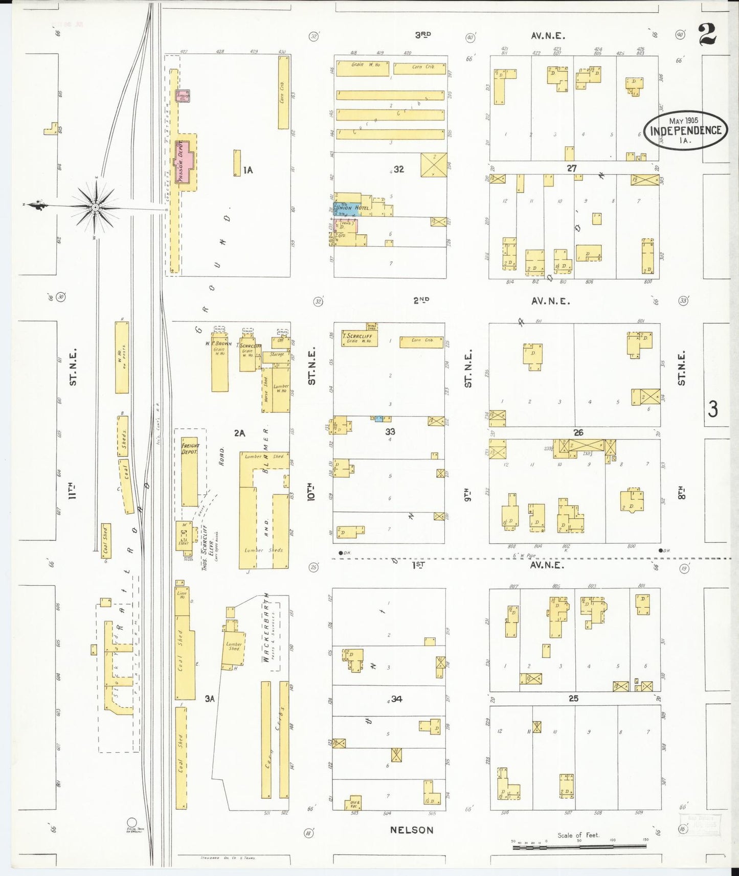 Sanborn Fire Insurance Map from Independence, Buchanan County, Iowa (1905), Sheet #0002 - Historic Sanborn Fire Insurance Map Print, vintage old map wall art