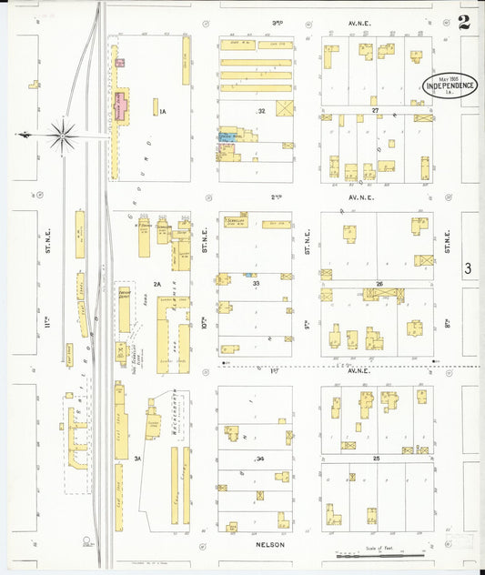 Sanborn Fire Insurance Map from Independence, Buchanan County, Iowa (1905), Sheet #0002 - Historic Sanborn Fire Insurance Map Print, vintage old map wall art