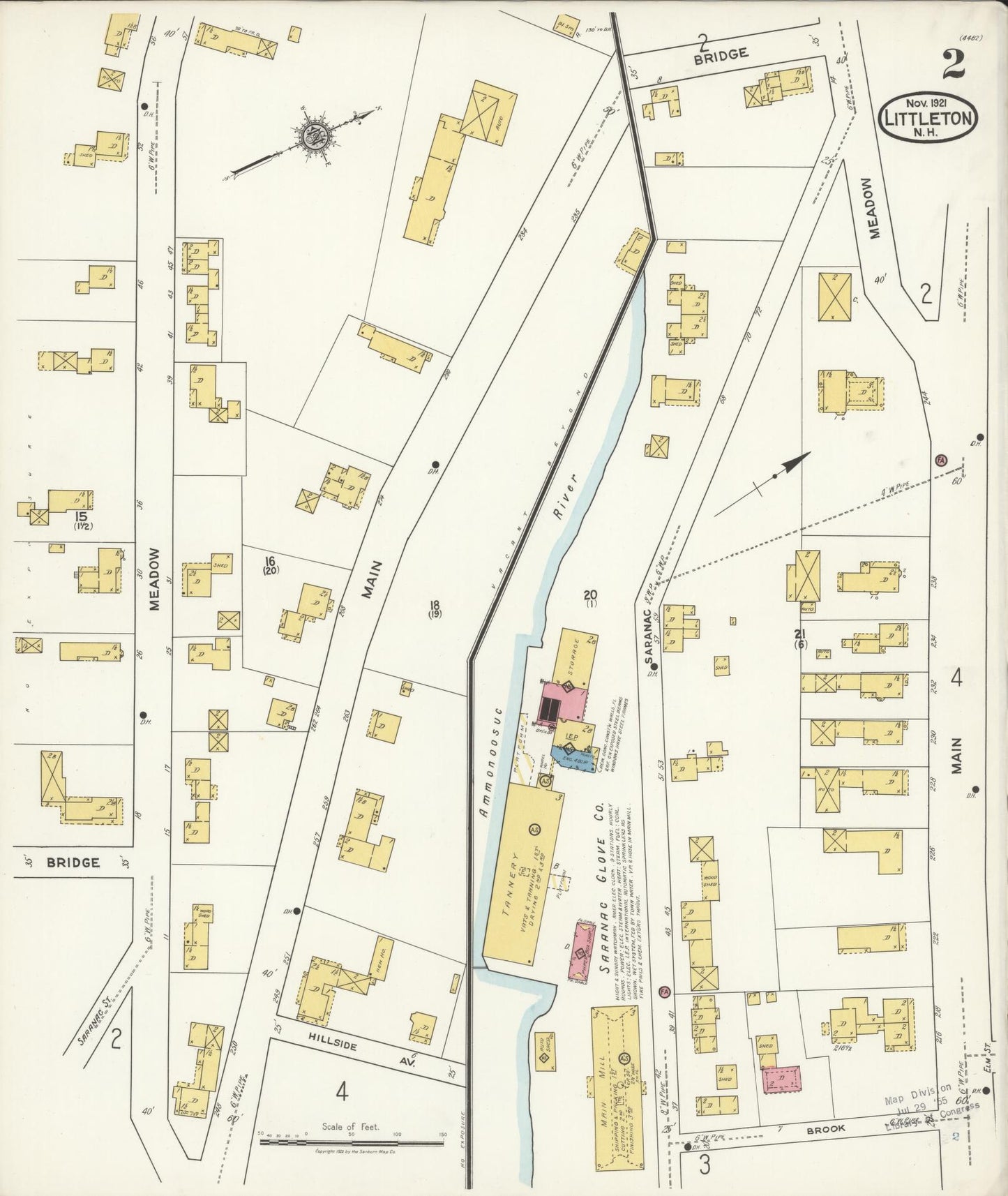 Sanborn Fire Insurance Map from Littleton, Grafton County, New Hampshire (1921), Sheet #0002 - Complete Map Set gallery image, historic Sanborn map, vintage wall art, New Hampshire New Hampshire
