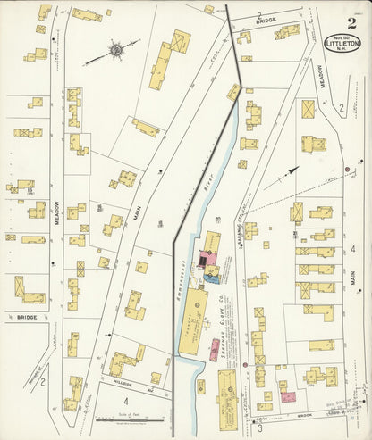 Sanborn Fire Insurance Map from Littleton, Grafton County, New Hampshire (1921), Sheet #0002 - Complete Map Set gallery image, historic Sanborn map, vintage wall art, New Hampshire New Hampshire