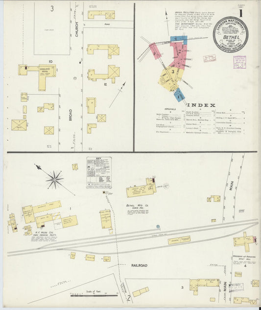 Sanborn Fire Insurance Map from Bethel, Oxford County, Maine (1907), Sheet #0001 - Complete Map Set gallery image, historic Sanborn map, vintage wall art, Maine Maine