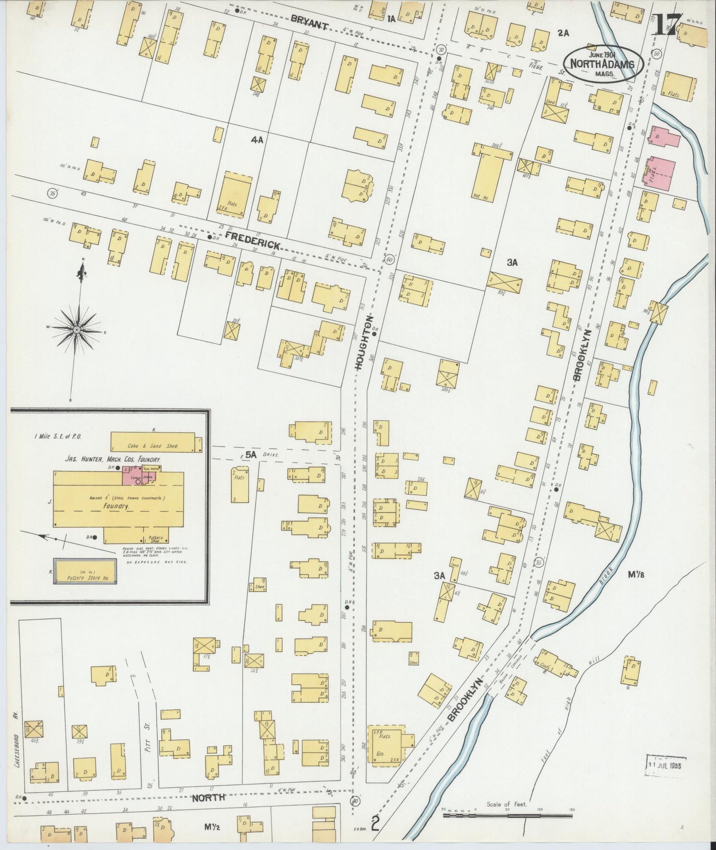 Sanborn Fire Insurance Map from North Adams, Berkshire County, Massachusetts (1901), Sheet #0017 - Complete Map Set gallery image, historic Sanborn map, vintage wall art, Massachusetts Massachusetts