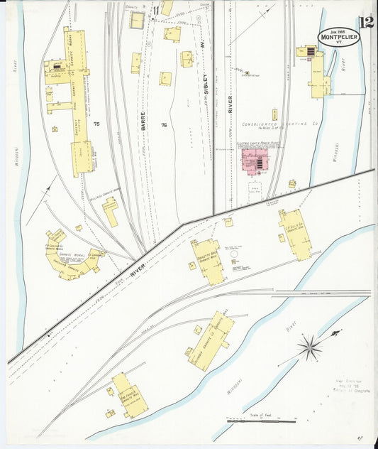 Sanborn Fire Insurance Map from Montpelier, Washington County, Vermont (1905), Sheet #0012 - Historic Sanborn Fire Insurance Map Print, vintage old map wall art, antique decor, genealogy gift, Vermont Vermont map