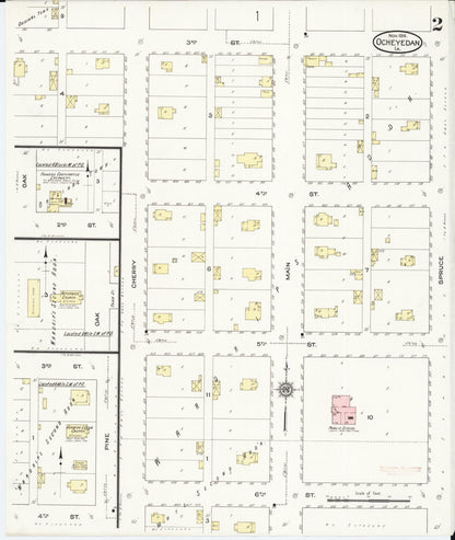 Sanborn Fire Insurance Map from Ocheyedan, Osceola County, Iowa (1914), Sheet #0002 - Historic Sanborn Fire Insurance Map Print, vintage old map wall art