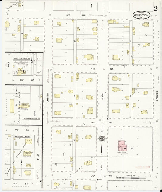 Sanborn Fire Insurance Map from Ocheyedan, Osceola County, Iowa (1914), Sheet #0002 - Historic Sanborn Fire Insurance Map Print, vintage old map wall art