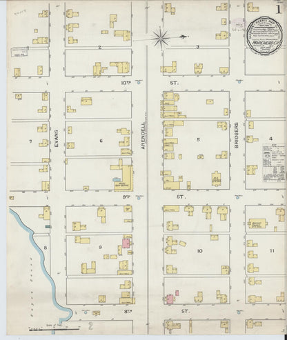 Sanborn Fire Insurance Map from Morehead City, Carteret County, North Carolina (1893), Sheet #0001 - Historic Sanborn Fire Insurance Map Print, vintage old map wall art, antique decor, genealogy gift, North Carolina North Carolina map