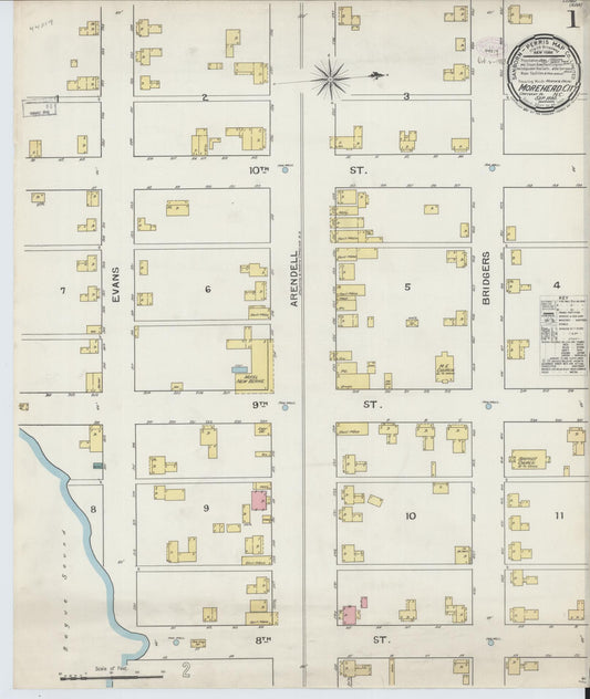 Sanborn Fire Insurance Map from Morehead City, Carteret County, North Carolina (1893), Sheet #0001 - Historic Sanborn Fire Insurance Map Print, vintage old map wall art, antique decor, genealogy gift, North Carolina North Carolina map