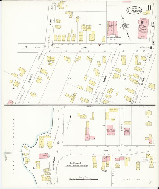 Sanborn Fire Insurance Map from Saint Albans, Franklin County, Vermont (1912), Sheet #0008 - Historic Sanborn Fire Insurance Map Print, vintage old map wall art, antique decor, genealogy gift, Vermont Vermont map