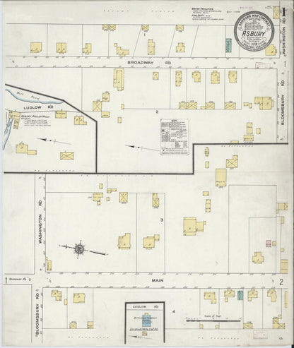 Sanborn Fire Insurance Map from Asbury, Warren County, New Jersey (1909), Sheet #0001 - Complete Map Set gallery image, historic Sanborn map, vintage wall art, New Jersey New Jersey