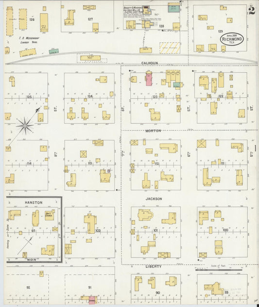 Sanborn Fire Insurance Map from Richmond, Fort Bend County, Texas (1899), Sheet #0002 - Historic Sanborn Fire Insurance Map Print, vintage old map wall art, antique decor, genealogy gift, Texas Texas map