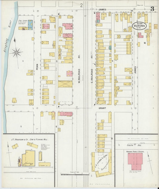 Sanborn Fire Insurance Map from Verona, Allegheny County, Pennsylvania (1900), Sheet #0003 - Historic Sanborn Fire Insurance Map Print, vintage old map wall art, antique decor, genealogy gift, Pennsylvania Pennsylvania map