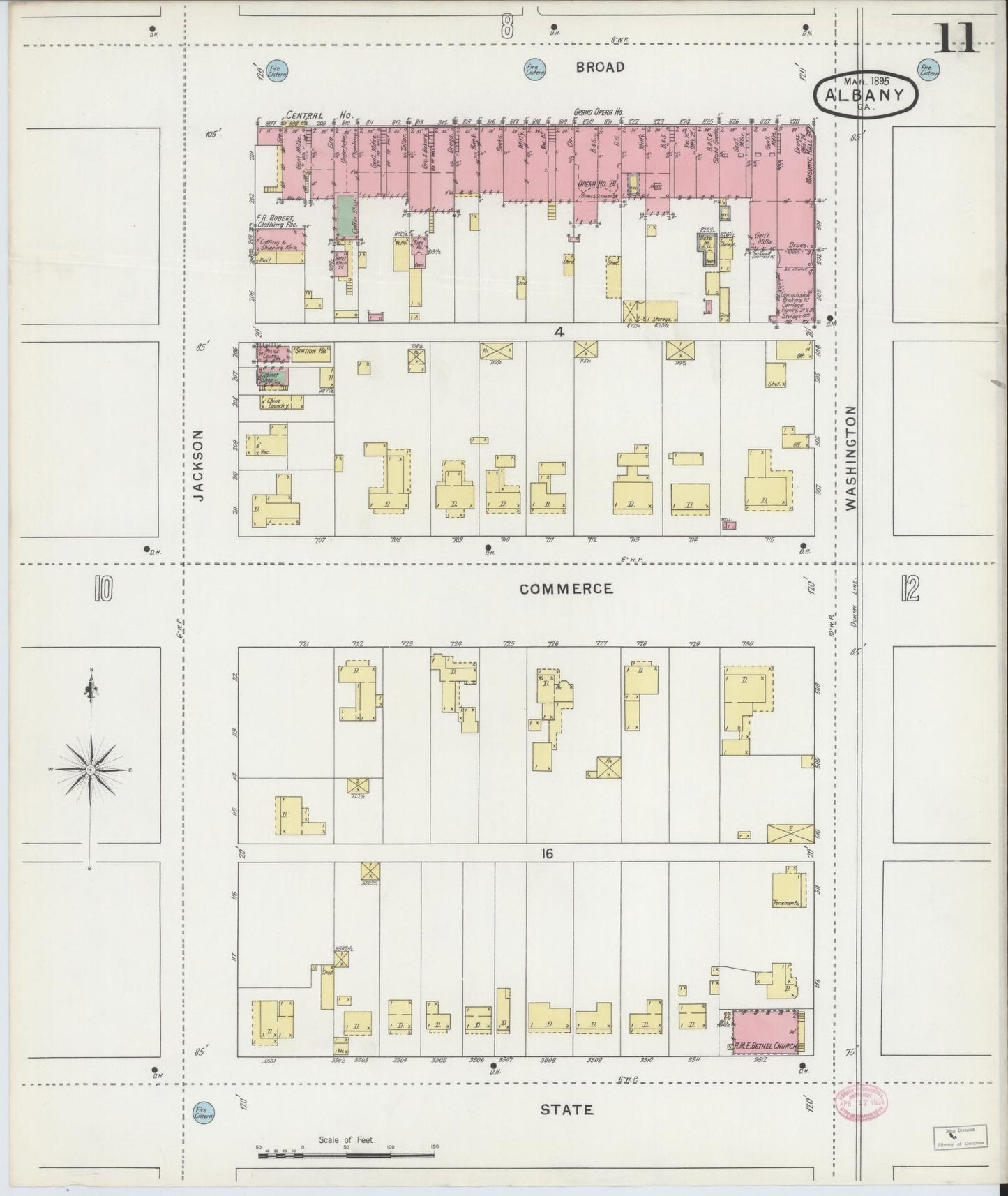 Sanborn Fire Insurance Map from Albany, Dougherty County, Georgia (1895), Sheet #0011 - Complete Map Set gallery image, historic Sanborn map, vintage wall art, Georgia Georgia