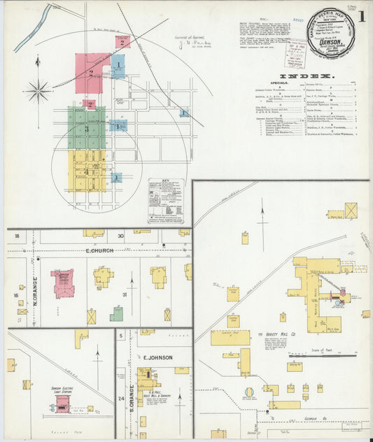 Sanborn Fire Insurance Map from Dawson, Terrell County, Georgia (1900), Sheet #0001 - Complete Map Set gallery image, historic Sanborn map, vintage wall art, Georgia Georgia