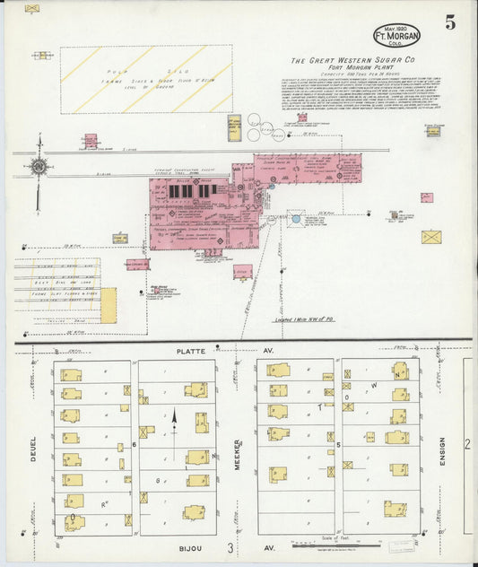 Sanborn Fire Insurance Map from Fort Morgan, Morgan County, Colorado (1920), Sheet #0005 - Historic Sanborn Fire Insurance Map Print, vintage old map wall art, antique decor, genealogy gift, Colorado Colorado map