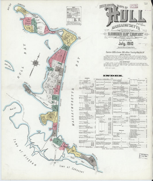 Sanborn Fire Insurance Map from Hull, Plymouth County, Massachusetts (1910), Sheet #0001 - Complete Map Set gallery image, historic Sanborn map, vintage wall art, Massachusetts Massachusetts