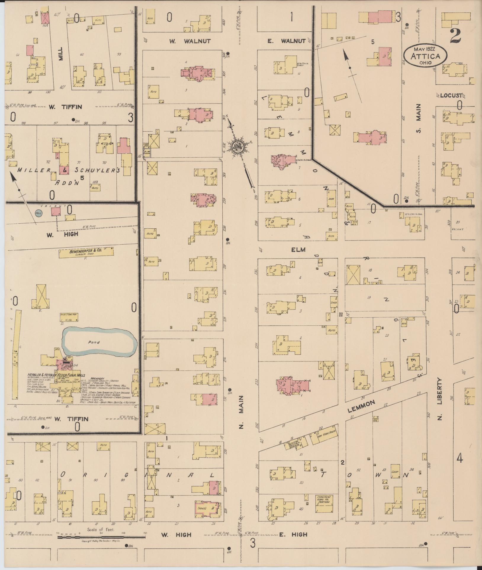 Sanborn Fire Insurance Map from Attica, Seneca County, Ohio (1922), Sheet #0002 - Historic Sanborn Fire Insurance Map Print, vintage old map wall art, antique decor, genealogy gift, Ohio Ohio map