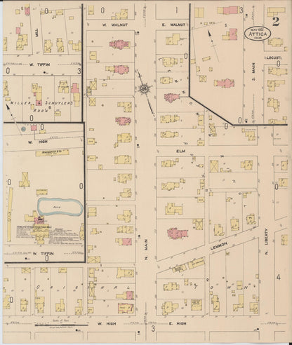 Sanborn Fire Insurance Map from Attica, Seneca County, Ohio (1922), Sheet #0002 - Historic Sanborn Fire Insurance Map Print, vintage old map wall art, antique decor, genealogy gift, Ohio Ohio map