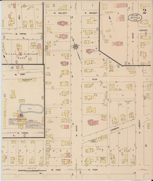 Sanborn Fire Insurance Map from Attica, Seneca County, Ohio (1922), Sheet #0002 - Historic Sanborn Fire Insurance Map Print, vintage old map wall art, antique decor, genealogy gift, Ohio Ohio map