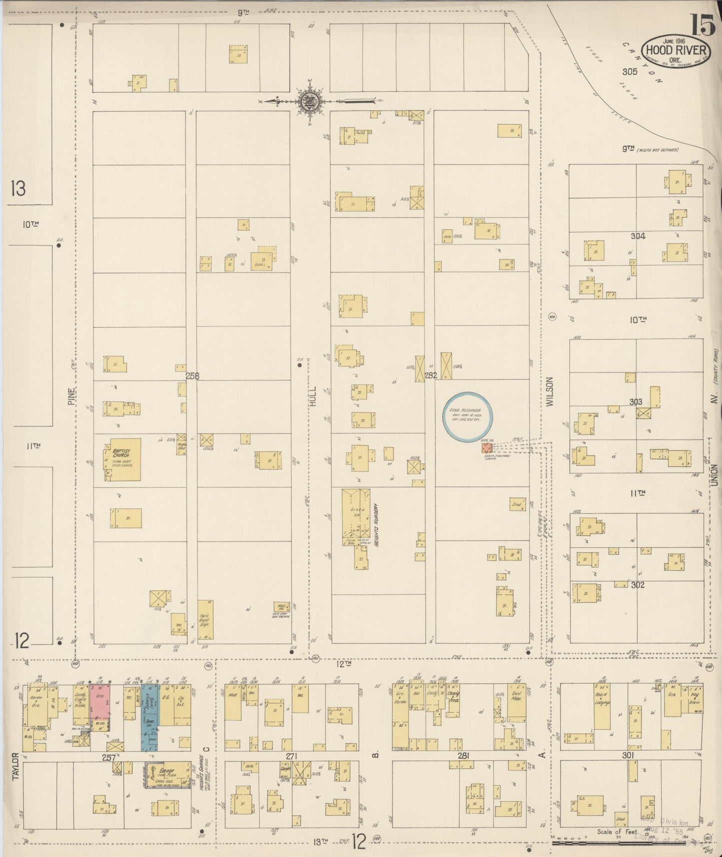 Sanborn Fire Insurance Map from Hood River, Hood River County, Oregon (1916), Sheet #0015 - Complete Map Set gallery image, historic Sanborn map, vintage wall art, Oregon Oregon