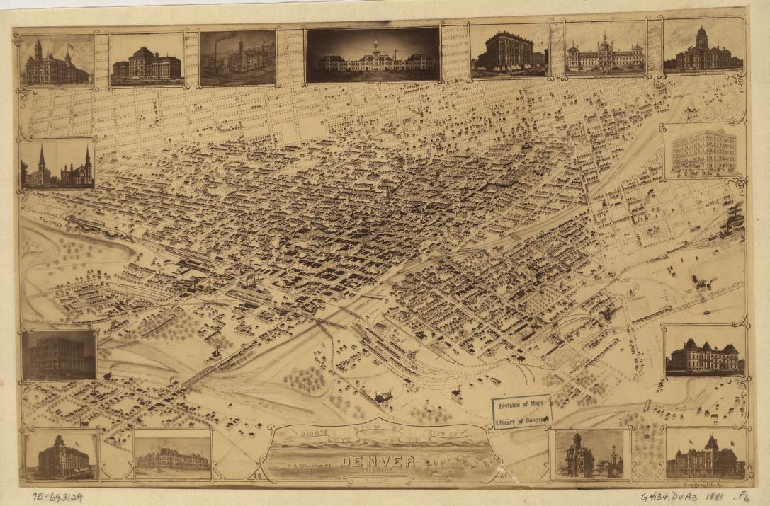 Bird's eye view of the city of Denver, Colorado, 1881. (1881) – Historic Bird’s-Eye View Panorama Print