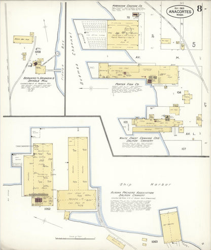 Sanborn Fire Insurance Map from Anacortes, Skagit County, Washington (1905), Sheet #0008 - Complete Map Set gallery image, historic Sanborn map, vintage wall art, Washington Washington