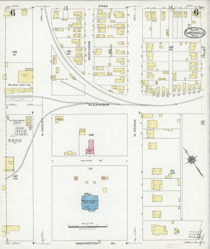Sanborn Fire Insurance Map from Greenville, Washington County, Mississippi (1925), Sheet #0006 - Complete Map Set gallery image, historic Sanborn map, vintage wall art, Mississippi Mississippi