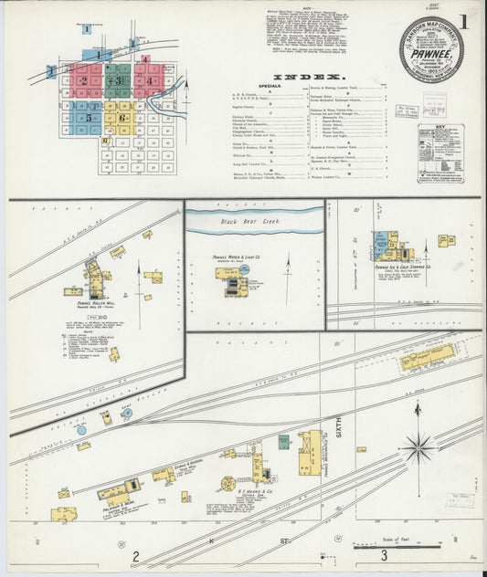 Sanborn Fire Insurance Map from Pawnee, Pawnee County, Oklahoma. (1903) – Historic Sanborn Fire Insurance Map Print