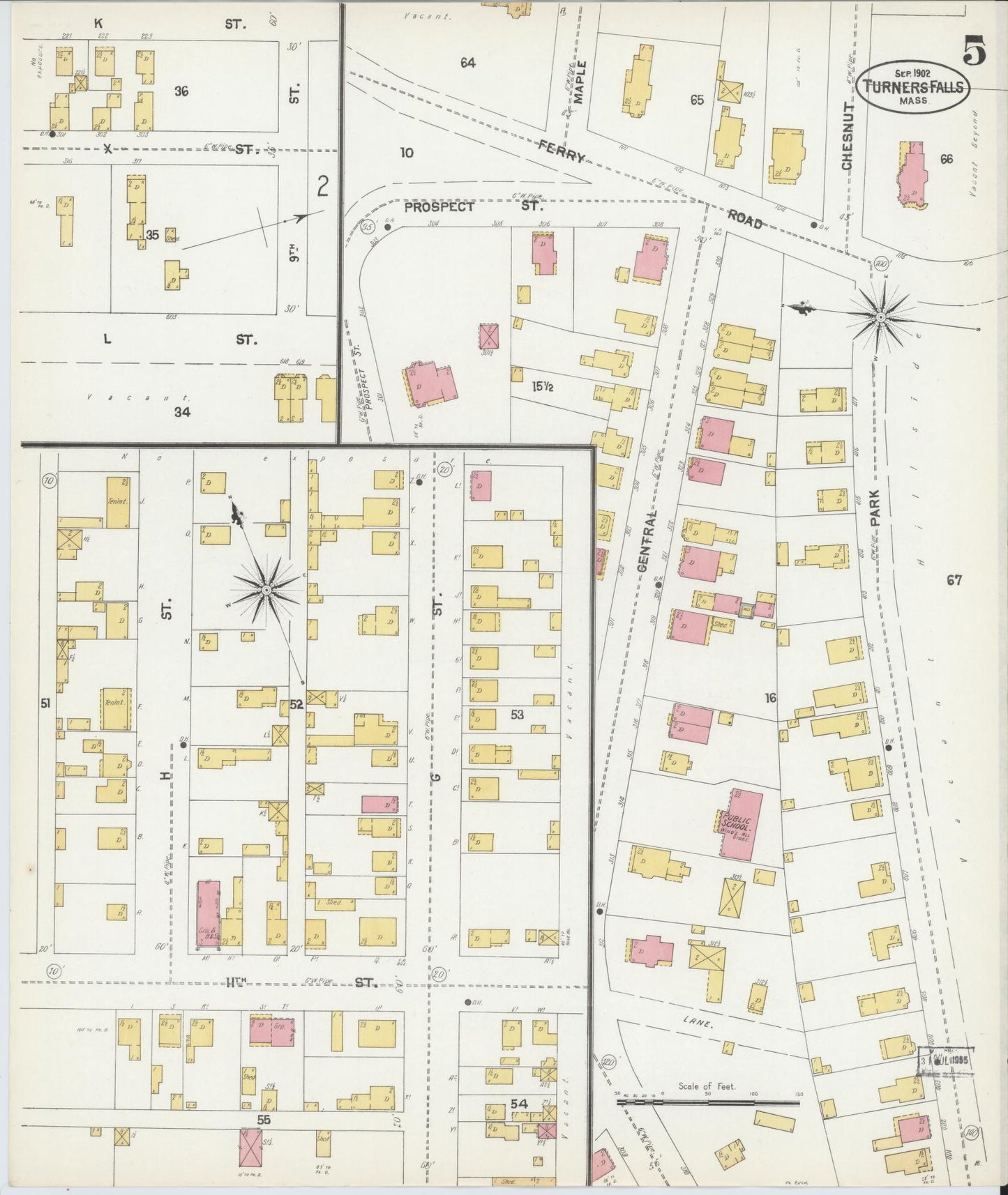 Sanborn Fire Insurance Map from Turners Falls, Franklin County, Massachusetts (1902), Sheet #0005 - Complete Map Set gallery image, historic Sanborn map, vintage wall art, Massachusetts Massachusetts
