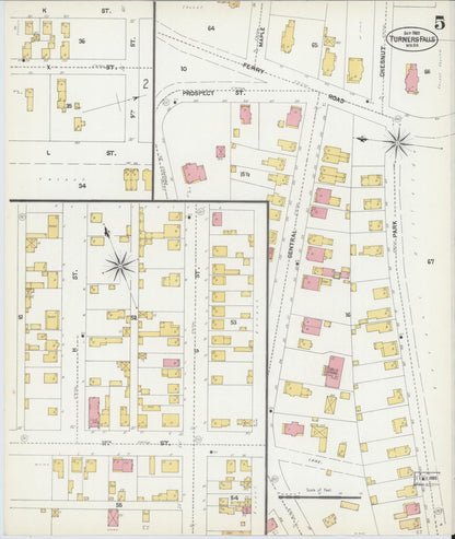 Sanborn Fire Insurance Map from Turners Falls, Franklin County, Massachusetts (1902), Sheet #0005 - Complete Map Set gallery image, historic Sanborn map, vintage wall art, Massachusetts Massachusetts