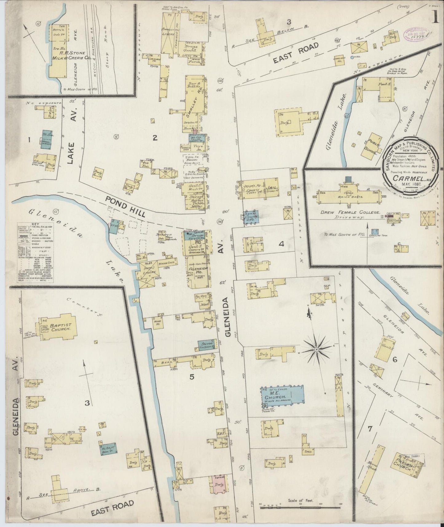 Sanborn Fire Insurance Map from Carmel, Putnam County, New York. (1887) – Historic Sanborn Fire Insurance Map Print