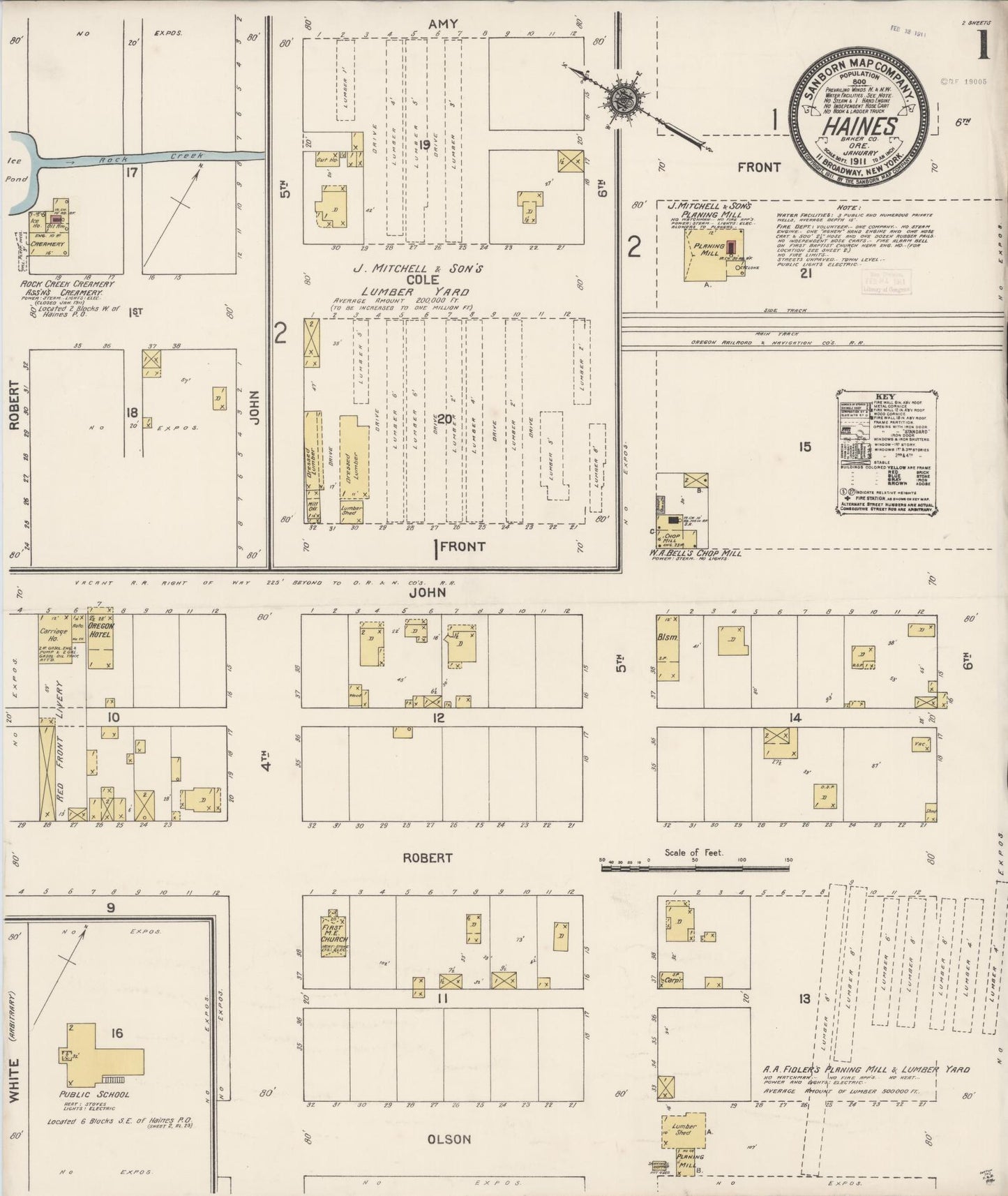 Sanborn Fire Insurance Map from Haines, Baker County, Oregon (1911), Sheet #0001 - Complete Map Set gallery image, historic Sanborn map, vintage wall art, Oregon Oregon