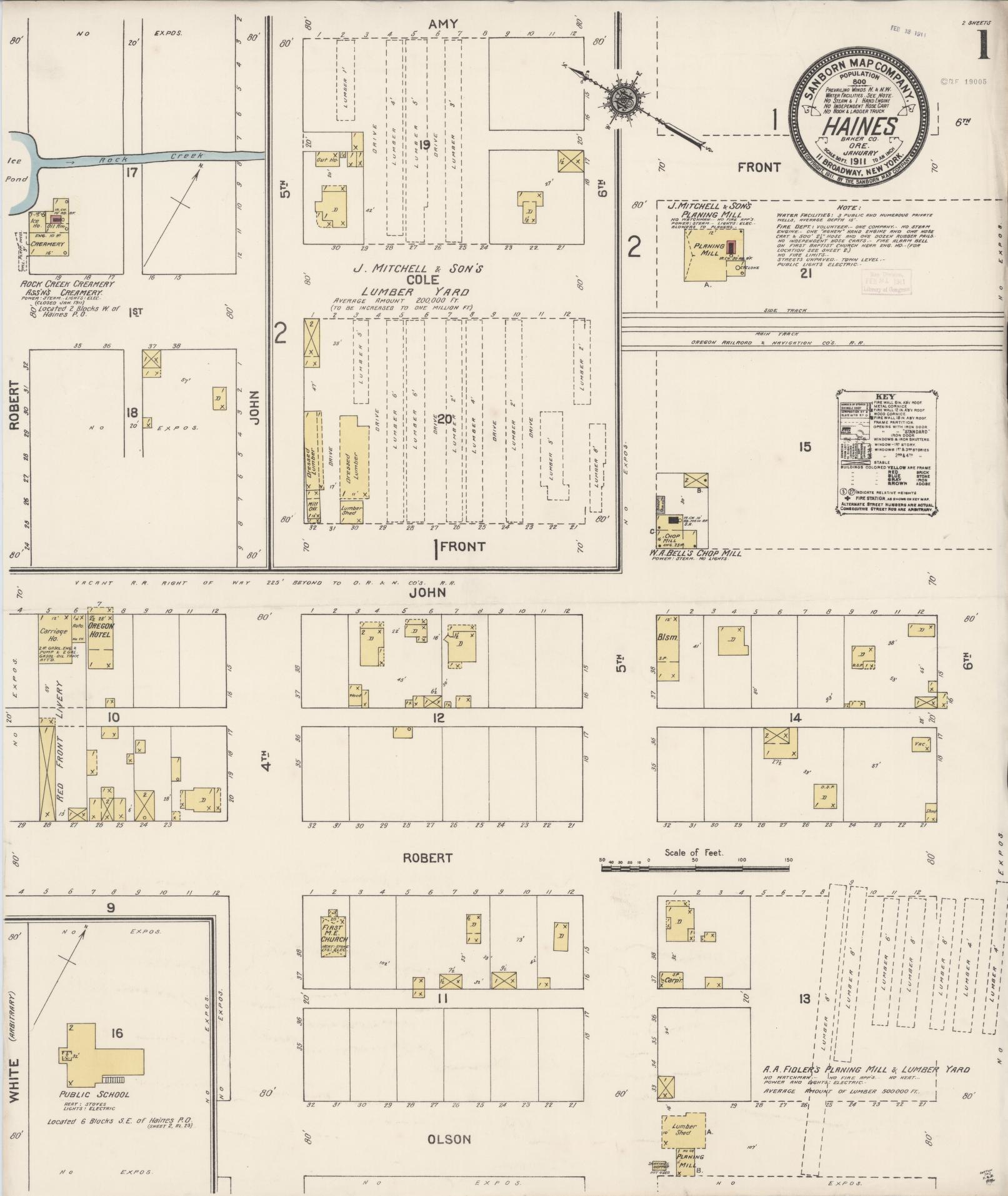 Sanborn Fire Insurance Map from Haines, Baker County, Oregon (1911), Sheet #0001 - Complete Map Set gallery image, historic Sanborn map, vintage wall art, Oregon Oregon