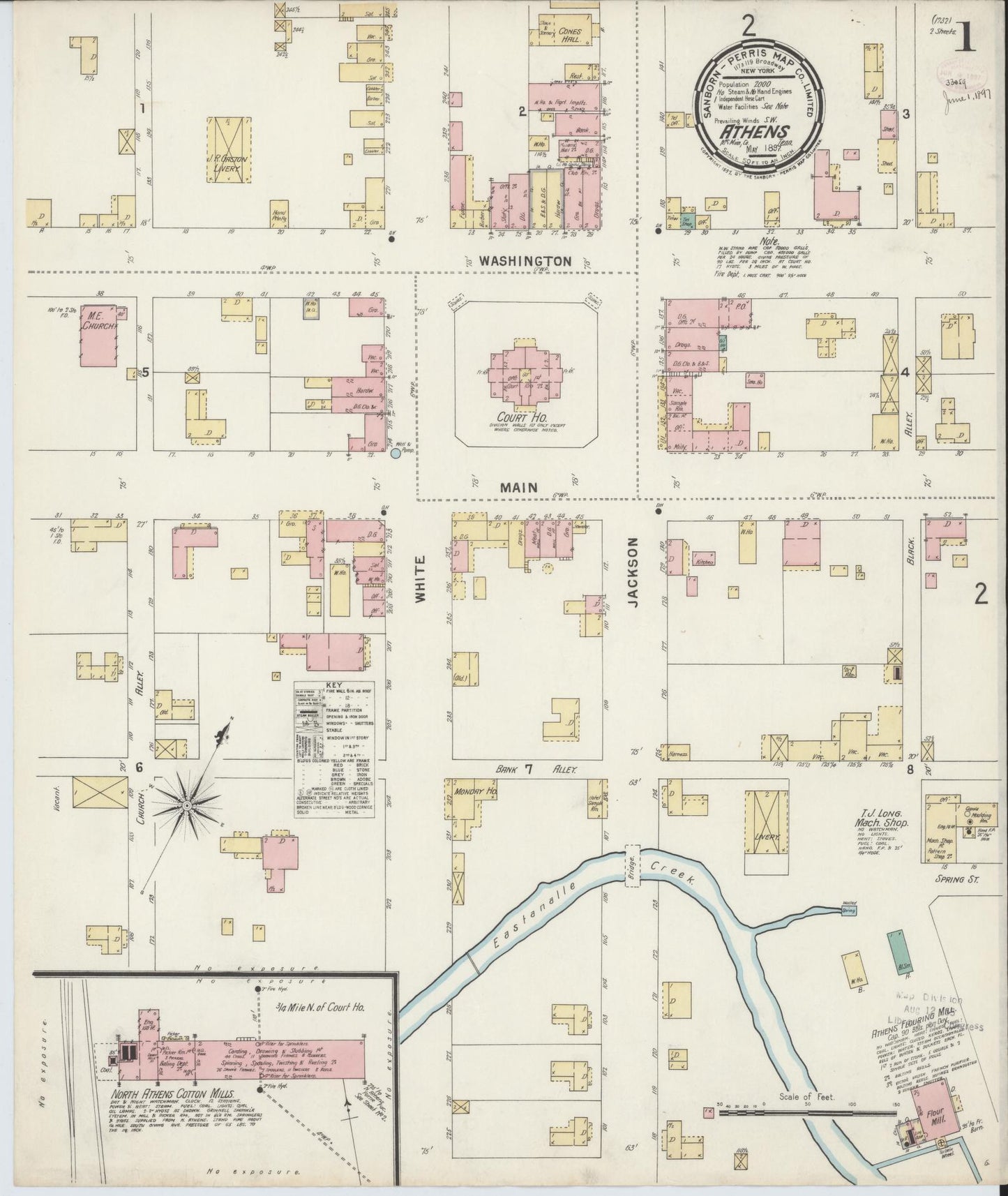 Sanborn Fire Insurance Map from Athens, McMinn County, Tennessee. (1897) – Historic Sanborn Fire Insurance Map Print